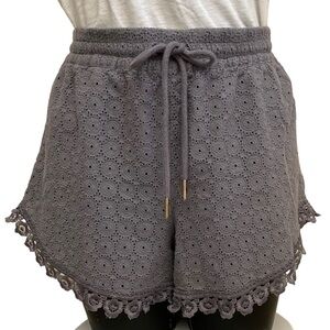 Kenzie Gray Cotton Eyelet Shorts Size Large